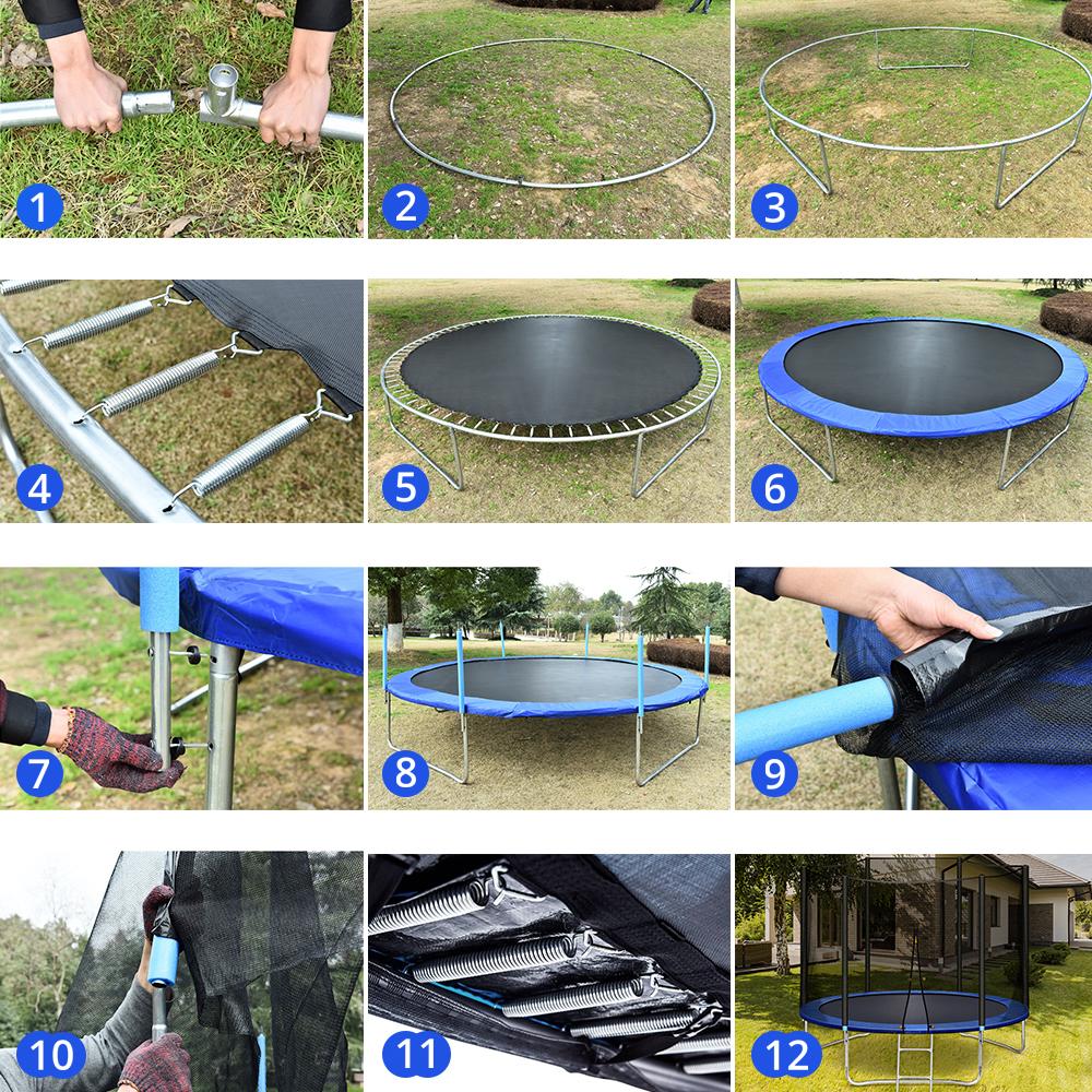 Trampoline 10 FT with Safe Enclosure Net, Kids Trampoline for Play &amp; Exercise Indoor or Outdoor, 661 LB Capacity for 3-4 Kids, Waterproof Jump Mat, Backyard Trampoline Ladder for Adults Jump Sports