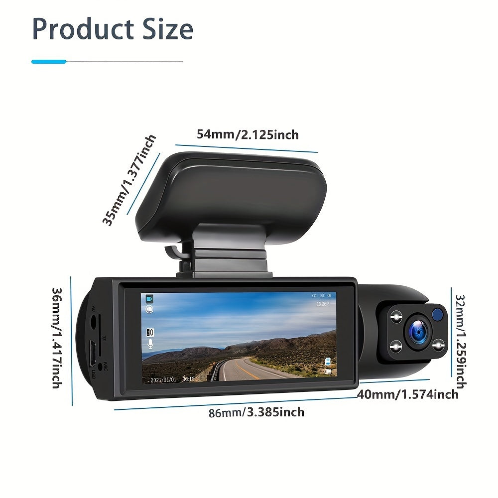 Dash Cam Front Rear 3.16inch Screen 1080P Full HD Car Dash Camera G Sensor Night Vision 170° Wide Angle Loop Recording ParMonitor Without SD Card
