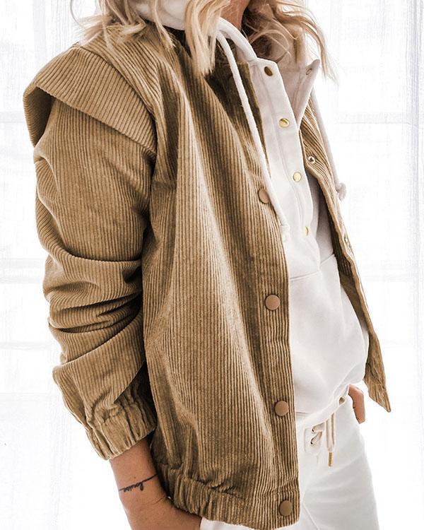 patchwork casual loose corduroy cardigans