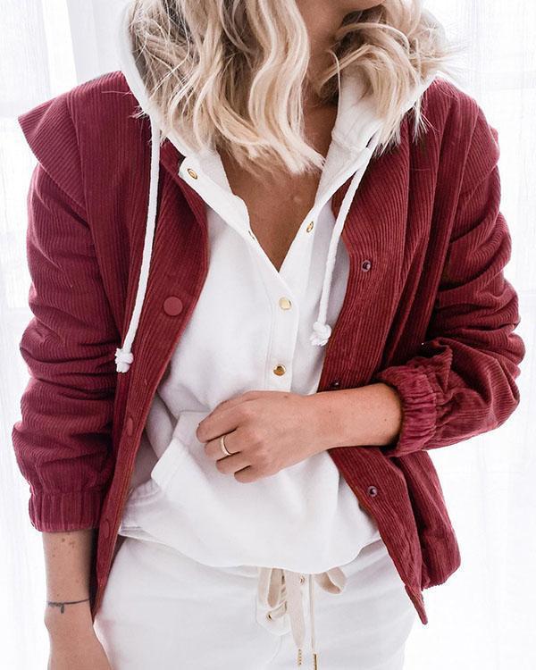 patchwork casual loose corduroy cardigans
