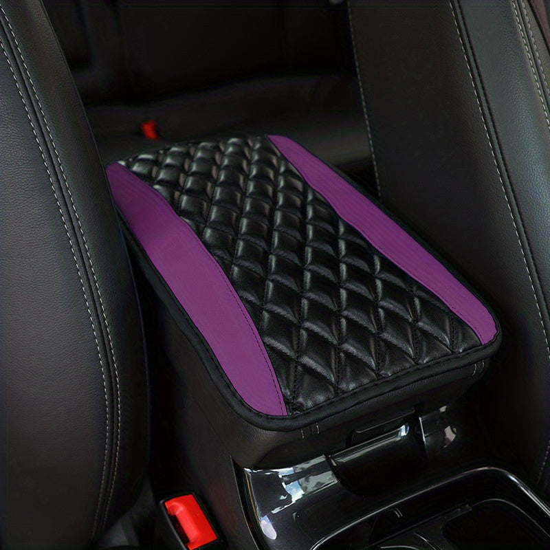 1pc SponAnd PU Leather Armrest Pad Cover Center Console Mat Car Accessories