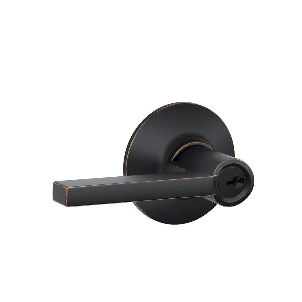 Latitude Aged Bronze Keyed Entry Door Lever