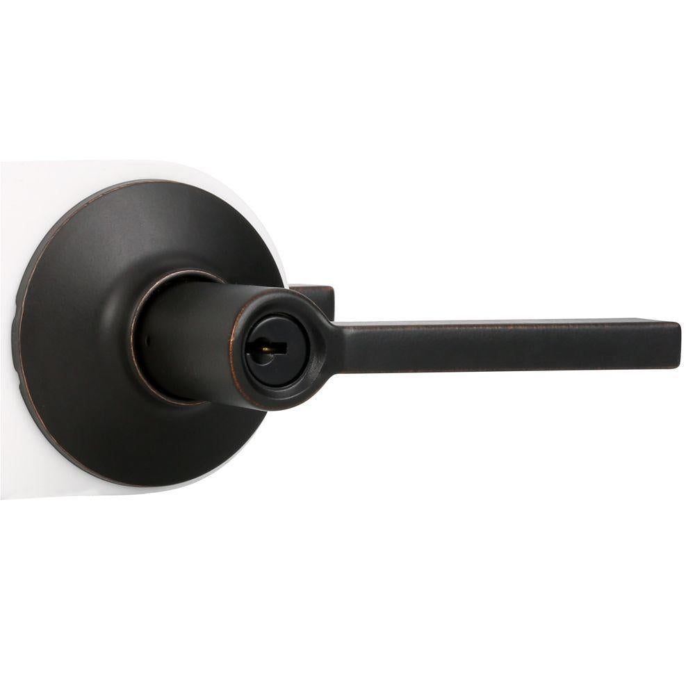 Latitude Aged Bronze Keyed Entry Door Lever