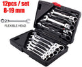12Pcs/Set Steel Auto Flexible Head Sleeve Combination Tool Ratchet Handle Wrench Spanner Set Of Hardware Car Repair Hand Tools