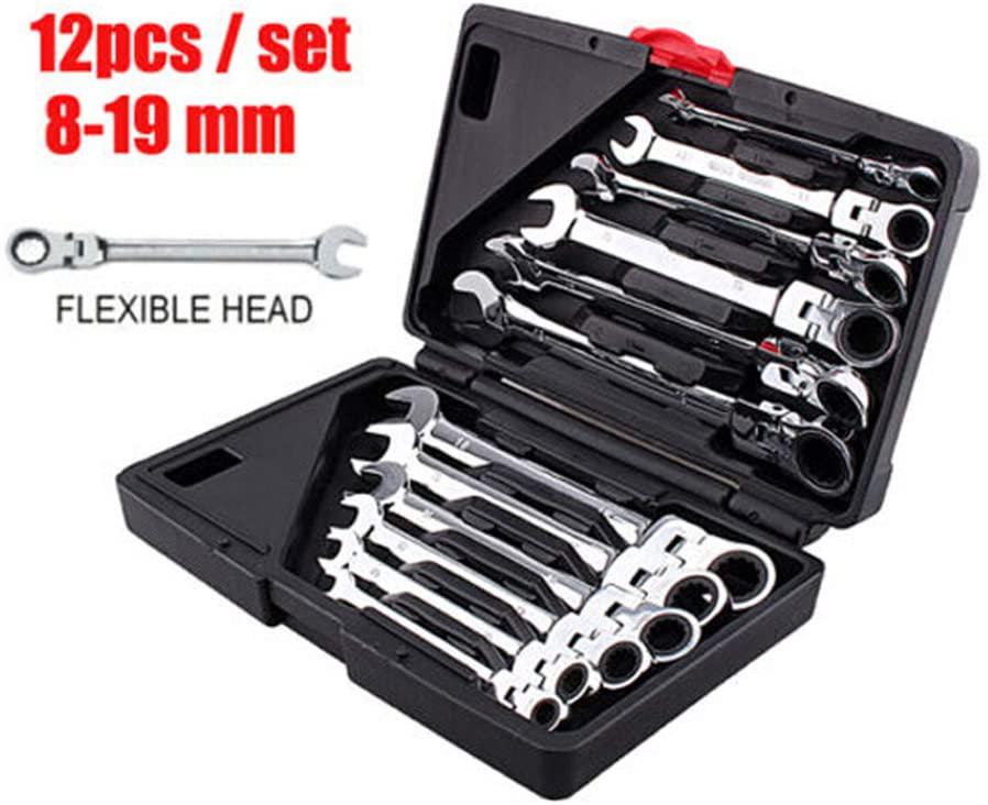 12Pcs/Set Steel Auto Flexible Head Sleeve Combination Tool Ratchet Handle Wrench Spanner Set Of Hardware Car Repair Hand Tools