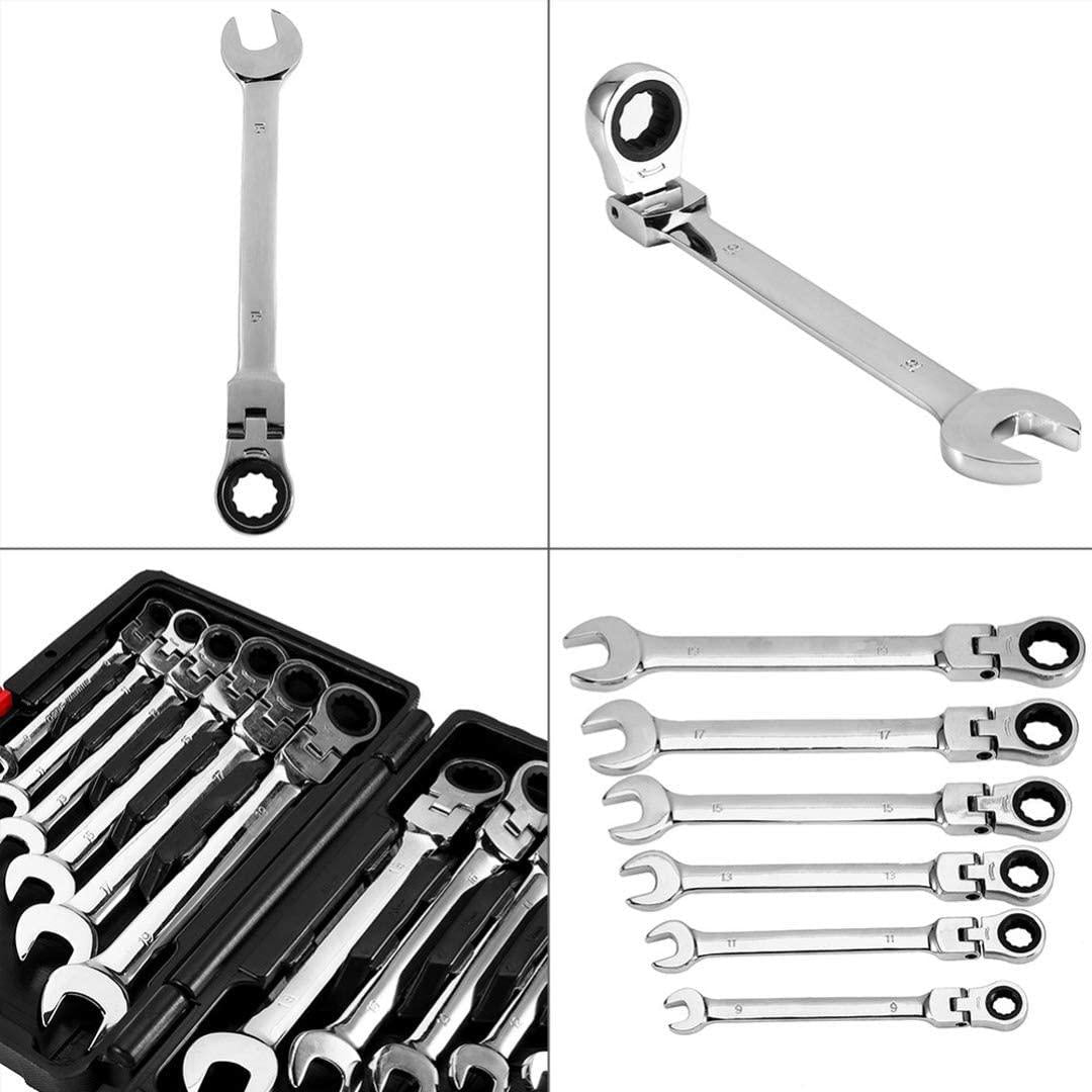 12Pcs/Set Steel Auto Flexible Head Sleeve Combination Tool Ratchet Handle Wrench Spanner Set Of Hardware Car Repair Hand Tools