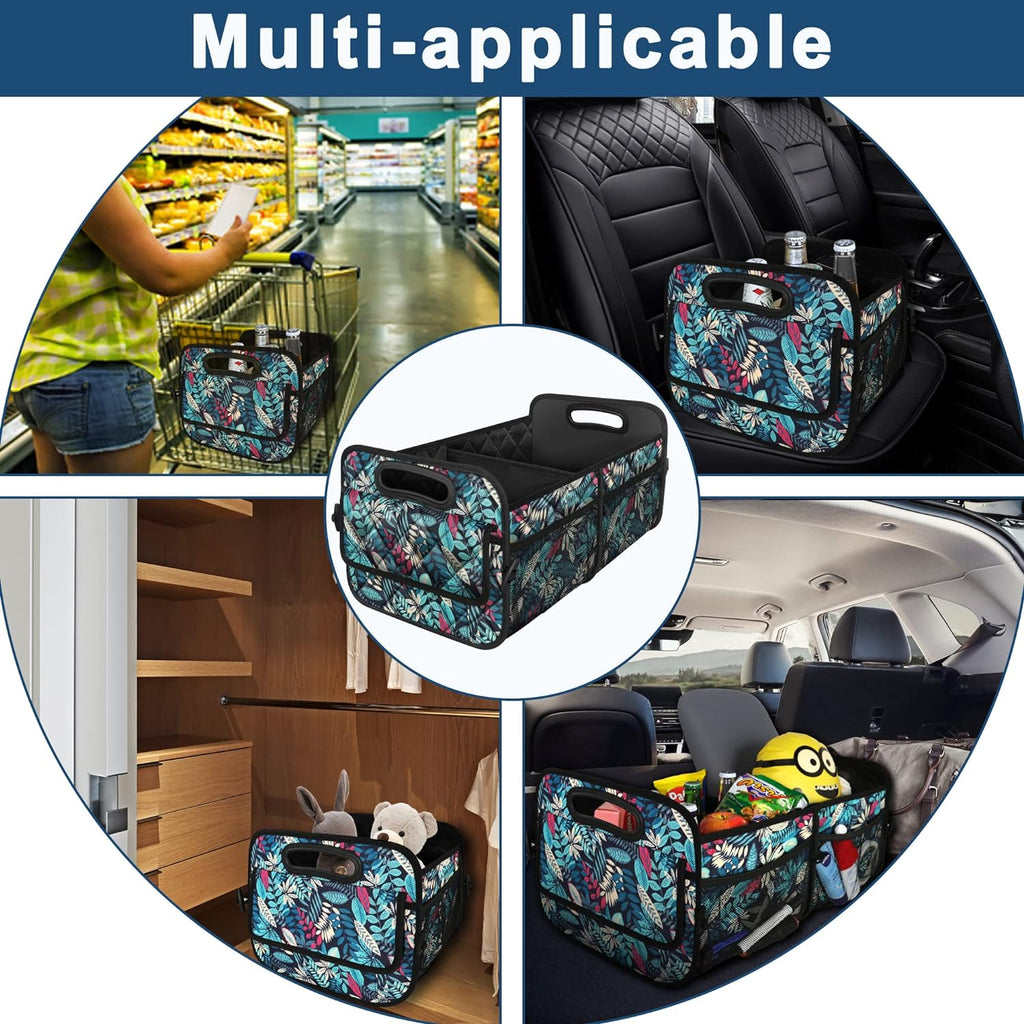 Deosk Car Trunk Organzier for suv,Car Organziers and Storage with 6 Big Pocket,Car Accessories Women/Men 50L Waterproof Polyester Car/SUV/Minivan/Truck(Medium, Leaves)