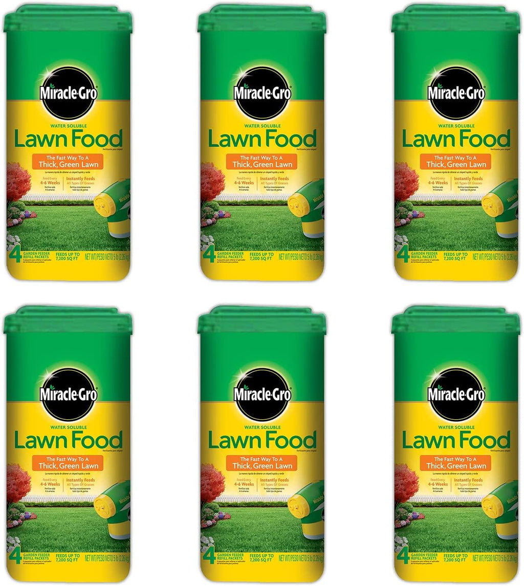 Miracle-Gro 1001833 Lawn Food Water Soluble Lawn Fertilizer (6 Pack), 5 lb