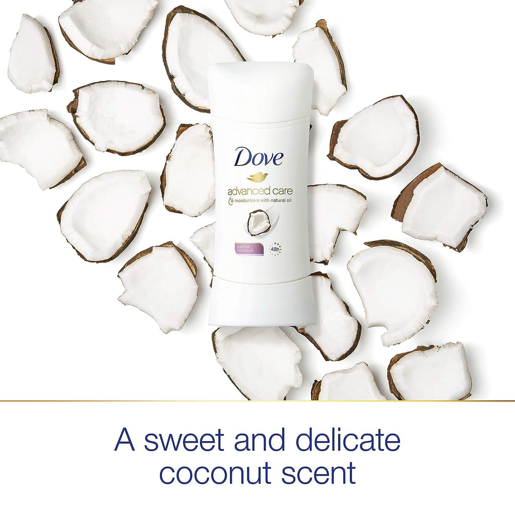 Dove Antiperspirant Deodorant with 48 Hour Protection Caring Coconut Deodorant for Women, 2.6 Ounce (Pack of 4)