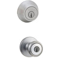 Tylo Satin Chrome Entry Door Knob and Single Cylinder Deadbolt Combo Pack