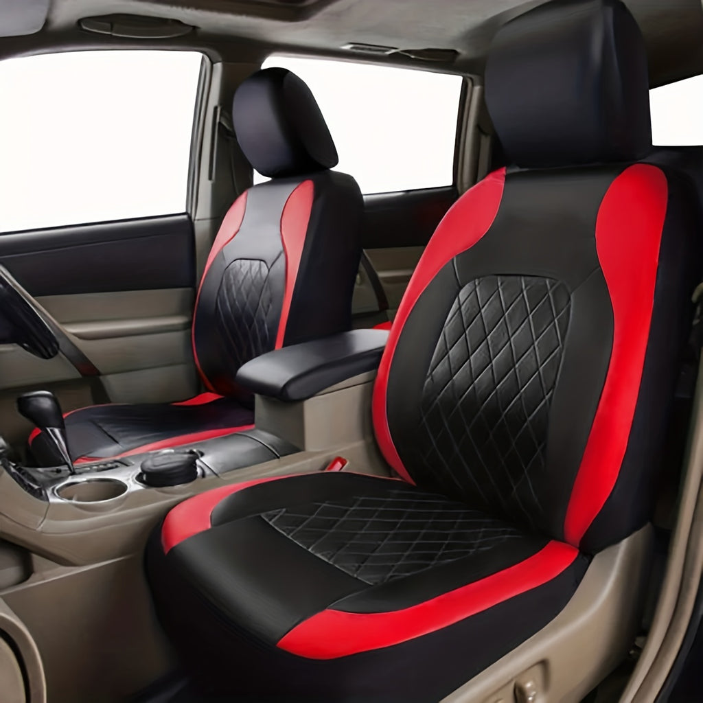 Upgrade Your Car Seats With Our Deluxe Quilted Faux Leather 5-Seat Cover - Universal Fit!
