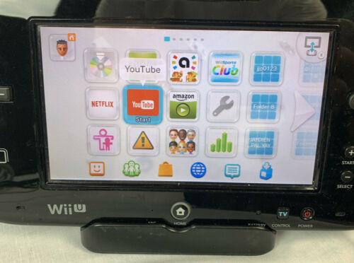 Wii U Console &amp; Gamepad 32GB Black 2 Controllers, Nunchucks &amp; Cords