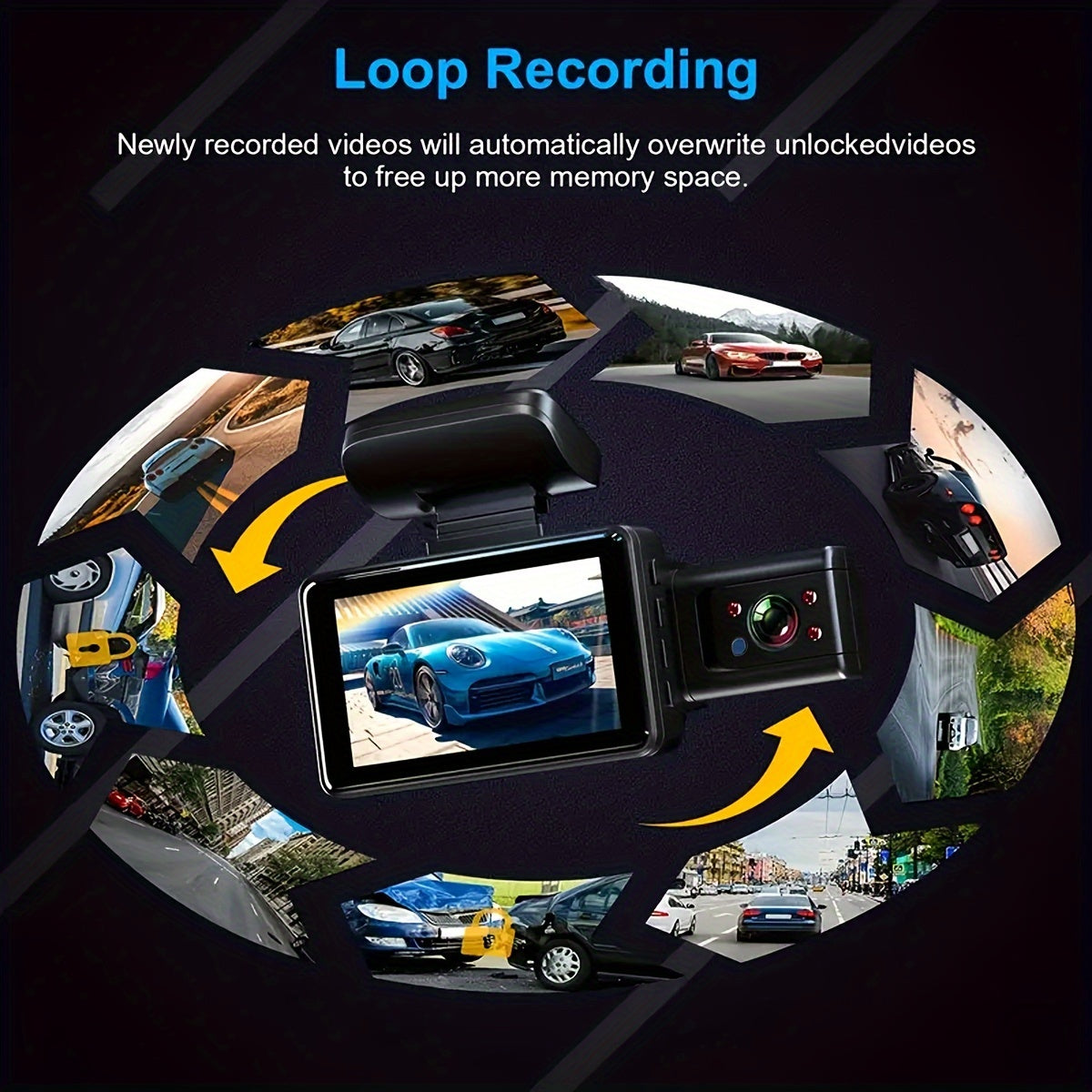 3 Inch 1080P Dual Lens Dash Cam For Cars,Front And Inside,Full HD 1080P Car Camera With Loop Recording,Night Vision,Wide Angle Car DVR Camera Car Video Recorder Vehicle Black Box