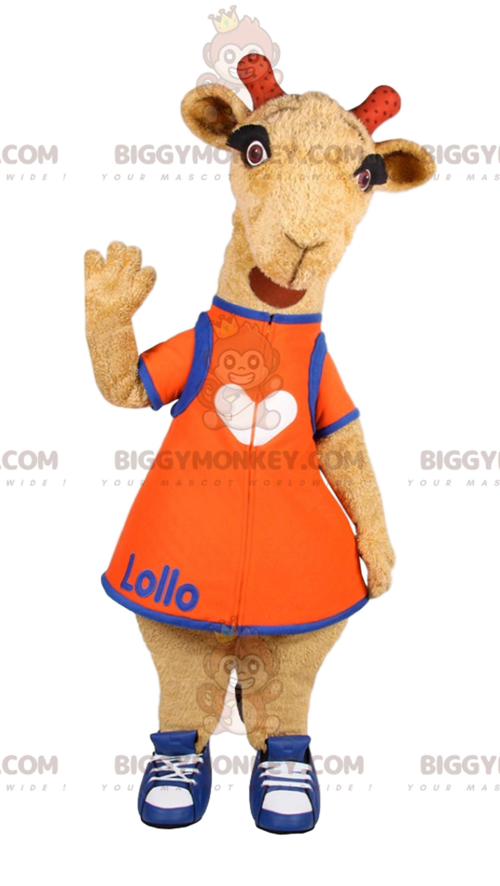 Little Giraffe BIGGYMONKEYMascot Costume with OranDress