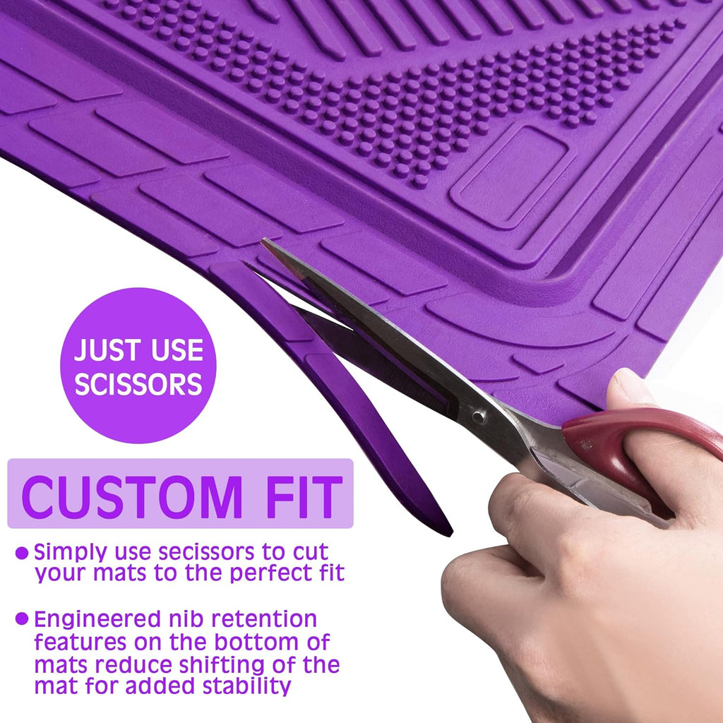 CAR PASS Heavy Duty Rubber Floor Mats 4-Piece Car Mat Set - Universal Waterproof Floor Mats for Car SUV Truck, Durable All-Weather Mats(Purple)