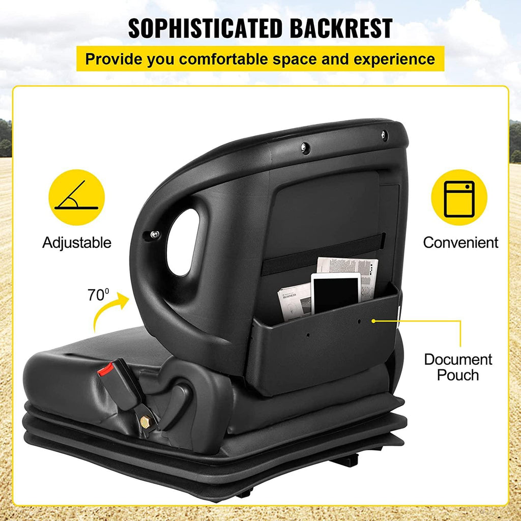 Tractor Seat, Suspension Seat with 70° Adjustable Backrest, Forklift Seat Compatible With Toyota Tractors, Forklifts, Suspension Tractor Seat and Forklift Seat with Seat Belt for Replacement