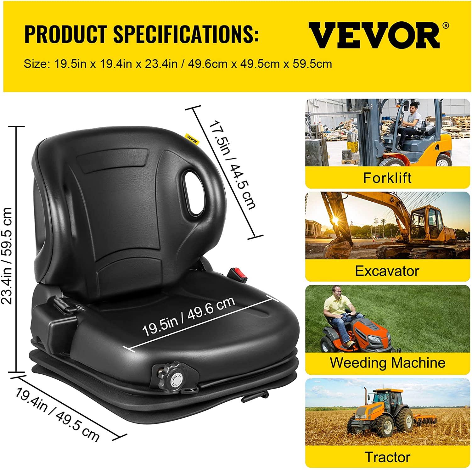 Tractor Seat, Suspension Seat with 70° Adjustable Backrest, Forklift Seat Compatible With Toyota Tractors, Forklifts, Suspension Tractor Seat and Forklift Seat with Seat Belt for Replacement