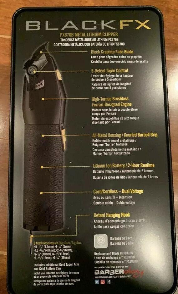 BaByliss PRO BLACK FX Ferrari Clipper FX870B Cord/Cordless - BRAND IN BOX