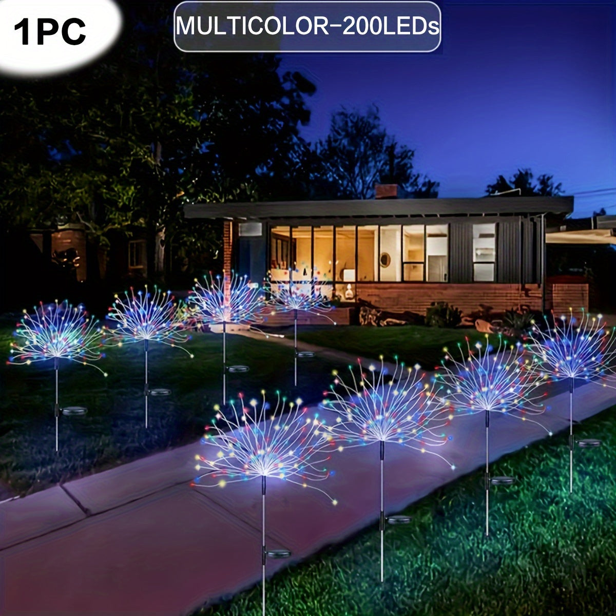 Solar Garden Lights Solar Firework Lights, 8-Mode Lighting Solar Lights Outdoor Waterproof For Garden Patio Walkway Pathway Party Wedding Decorative