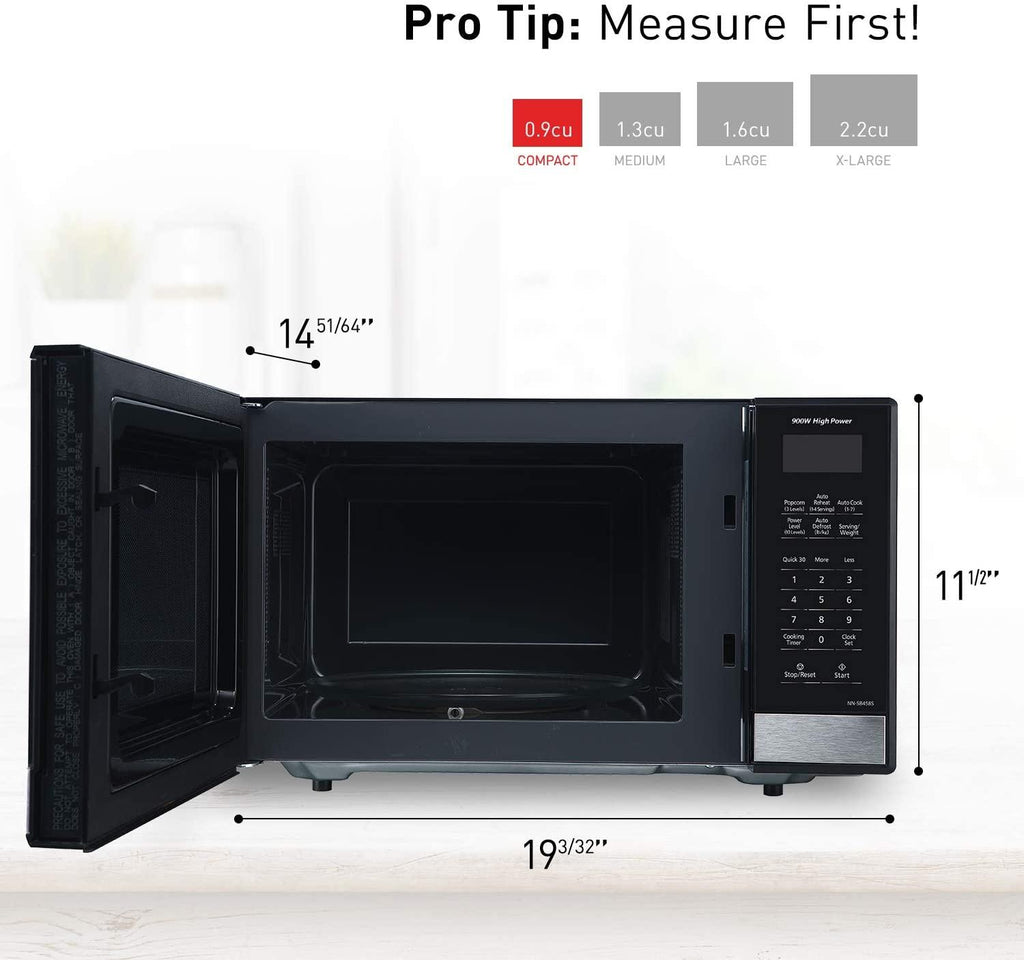 Panasonic NN-SB458S Compact Microwave Oven, 0.9 cft,  Steel/Silver
