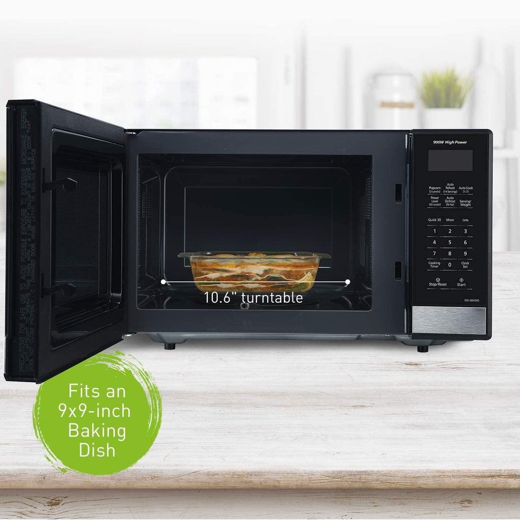 Panasonic NN-SB458S Compact Microwave Oven, 0.9 cft,  Steel/Silver