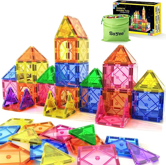 Encouraging Creativity and Developing Fine Motor Skills Magnetic Ceramic Tile Beginner Set Toy, Suitable for 3-5 and 4-8 Year Old Boys and Girls, Toddler Sensory Toy