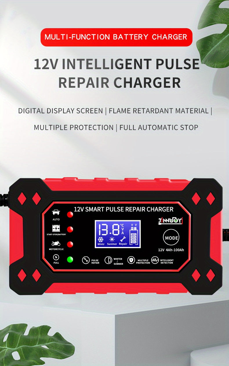 12V/6A Full Automatic Car Battery Charger Pulse Repair Charger For Car Truck Motorcycle Lawn Mower AGM/Gel Lead Acid Battery