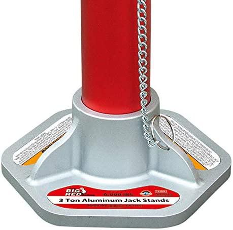 BIG RED T43004 Torin Aluminum Jack Stands with LocSupport Pins: 3 Ton (6,000 lb) Capacity, Red/Silver, 1 Pair