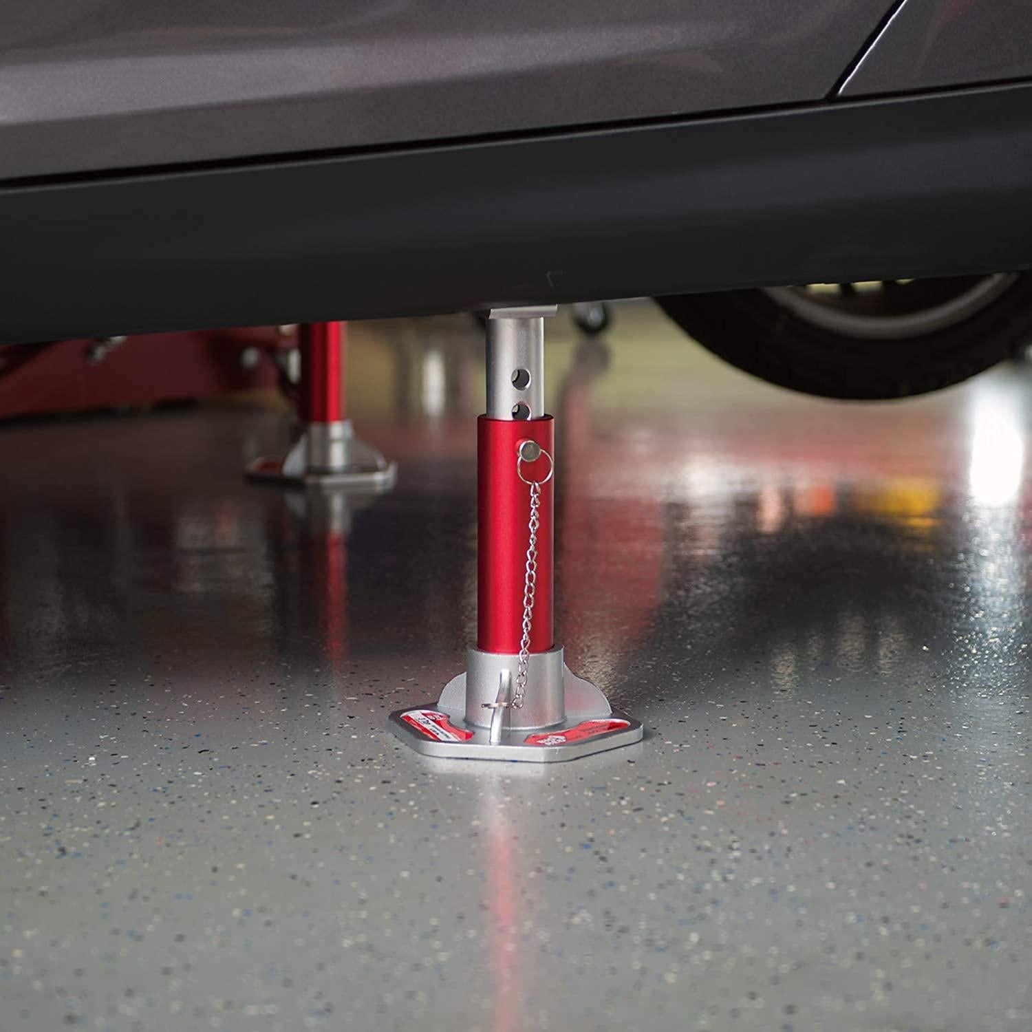BIG RED T43004 Torin Aluminum Jack Stands with LocSupport Pins: 3 Ton (6,000 lb) Capacity, Red/Silver, 1 Pair