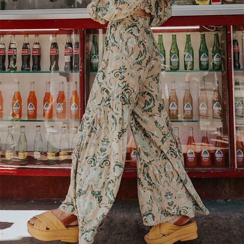 floral wide leg bohemian pants