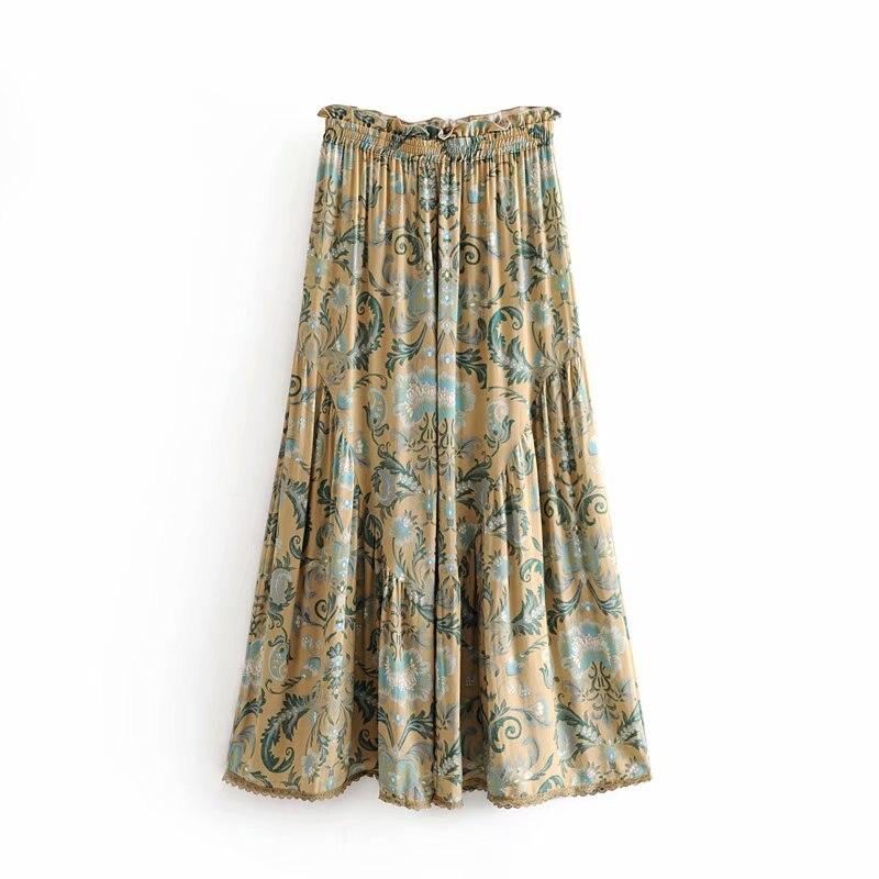 floral wide leg bohemian pants
