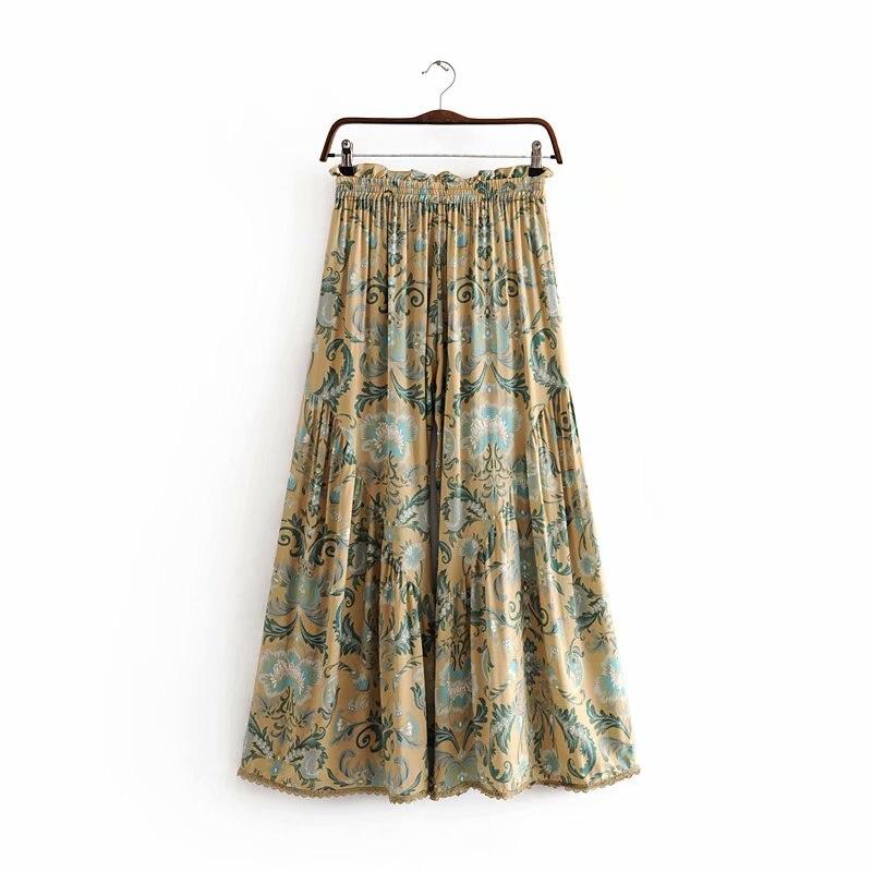 floral wide leg bohemian pants