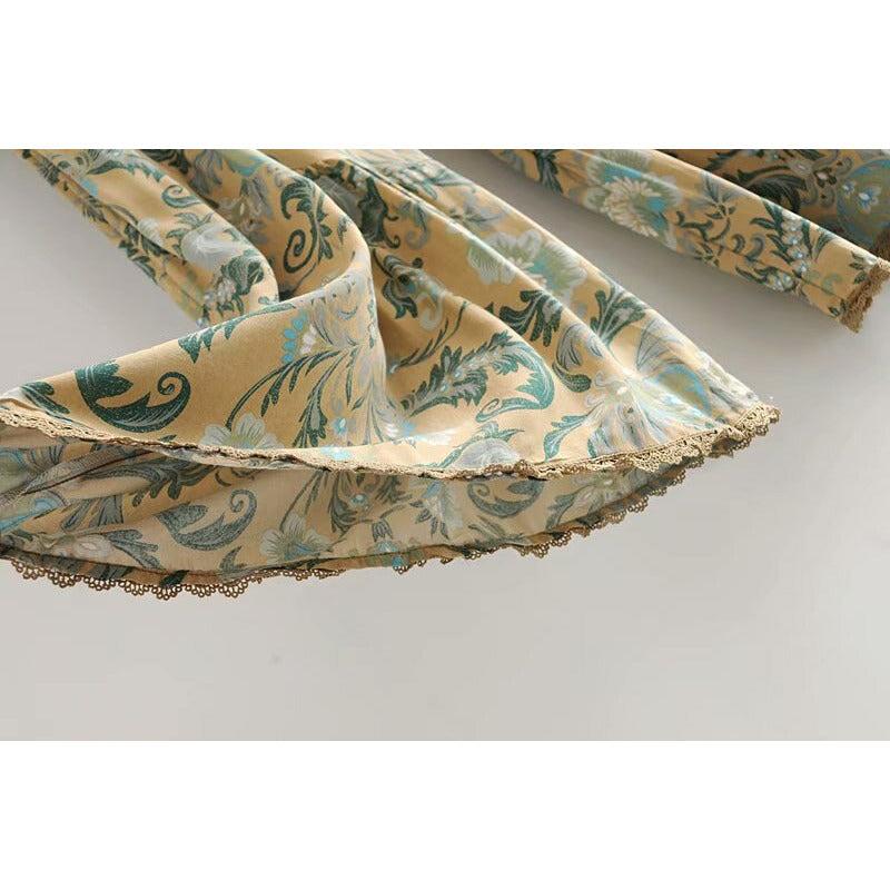 floral wide leg bohemian pants