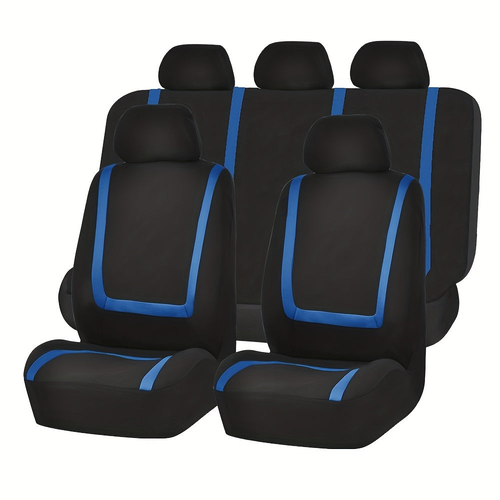 Upgrade Your Car Interior Comfort: 5-Seat Universal Car Seat Cover Set - Soft &amp; Breathable Polyester Fabric