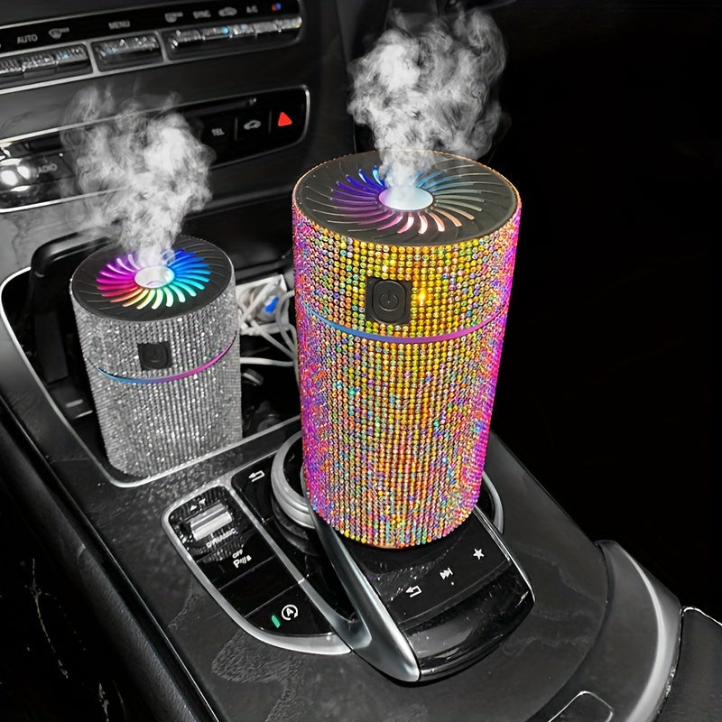 Luxury Rhinestone Car Diffuser Humidifier With LED Light Auto Air Purifier Aromatherapy Diffuser Air Freshener Car Accessories