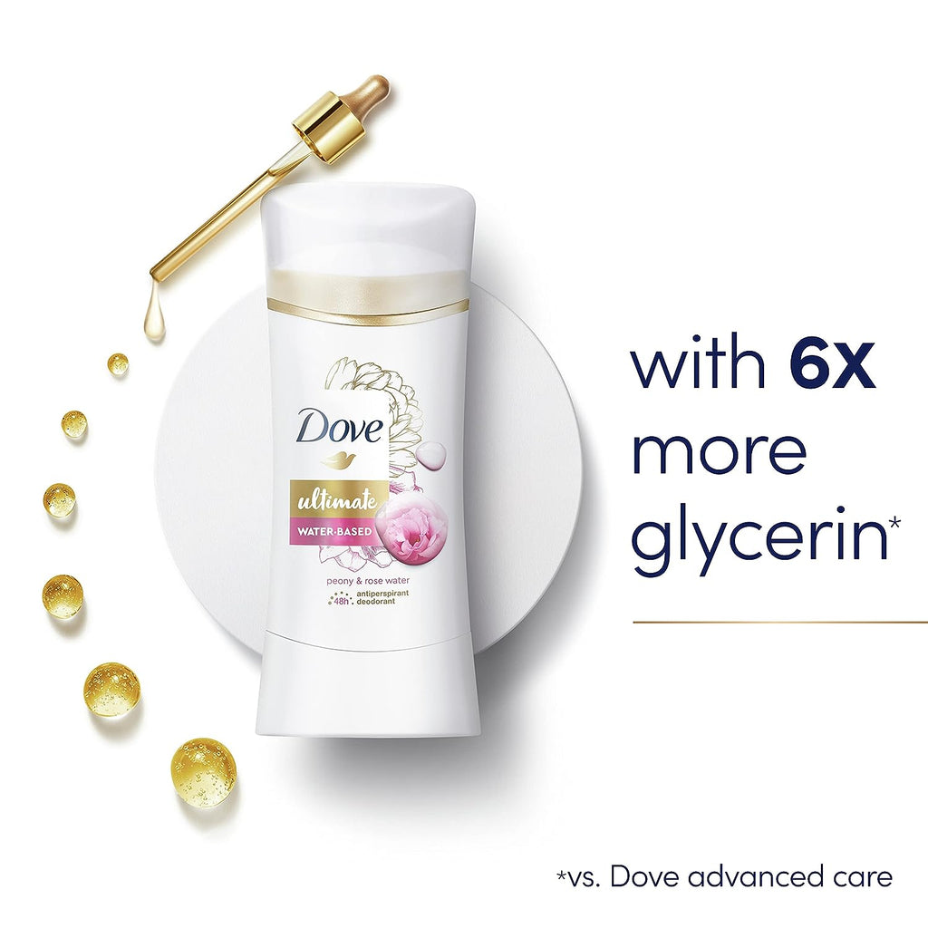 Dove Ultimate Antiperspirant Deodorant Stick Peony and Rose Water 2.6 oz 2 Count, RED