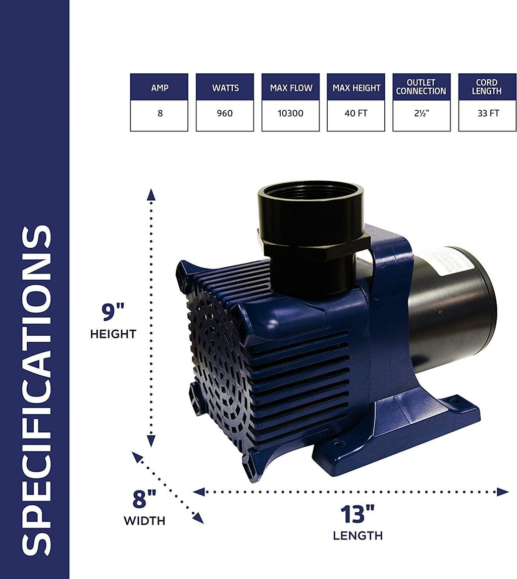 Alpine Corporation 10300 GPH Outdoor Décor Accessory for Fountains, Waterfalls, and Water Circulation