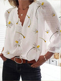 Casual Daisy Print Long Sleeve Shirt