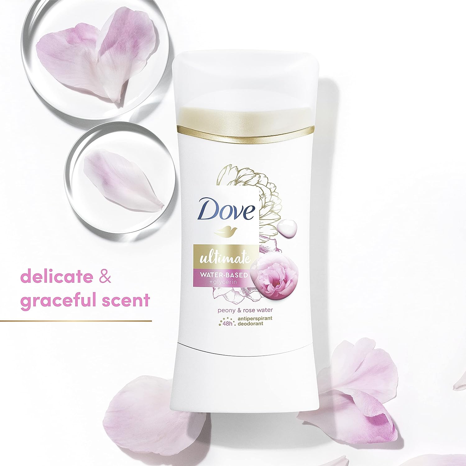 Dove Ultimate Antiperspirant Deodorant Stick Peony and Rose Water 2.6 oz 2 Count, RED