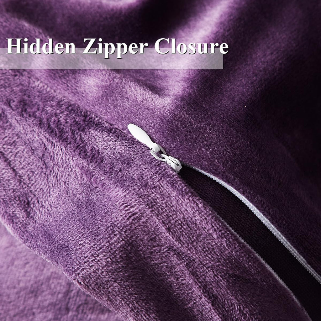 Ivellow Velvet Duvet Cover Queen Purple Velvet Queen Duvet Cover Comforter Cover 3Pcs Ultra Soft Duvet Cover Breathable Solid Luxury Flannel Velour Duvet Cover Zipper Closure Corner Tie
