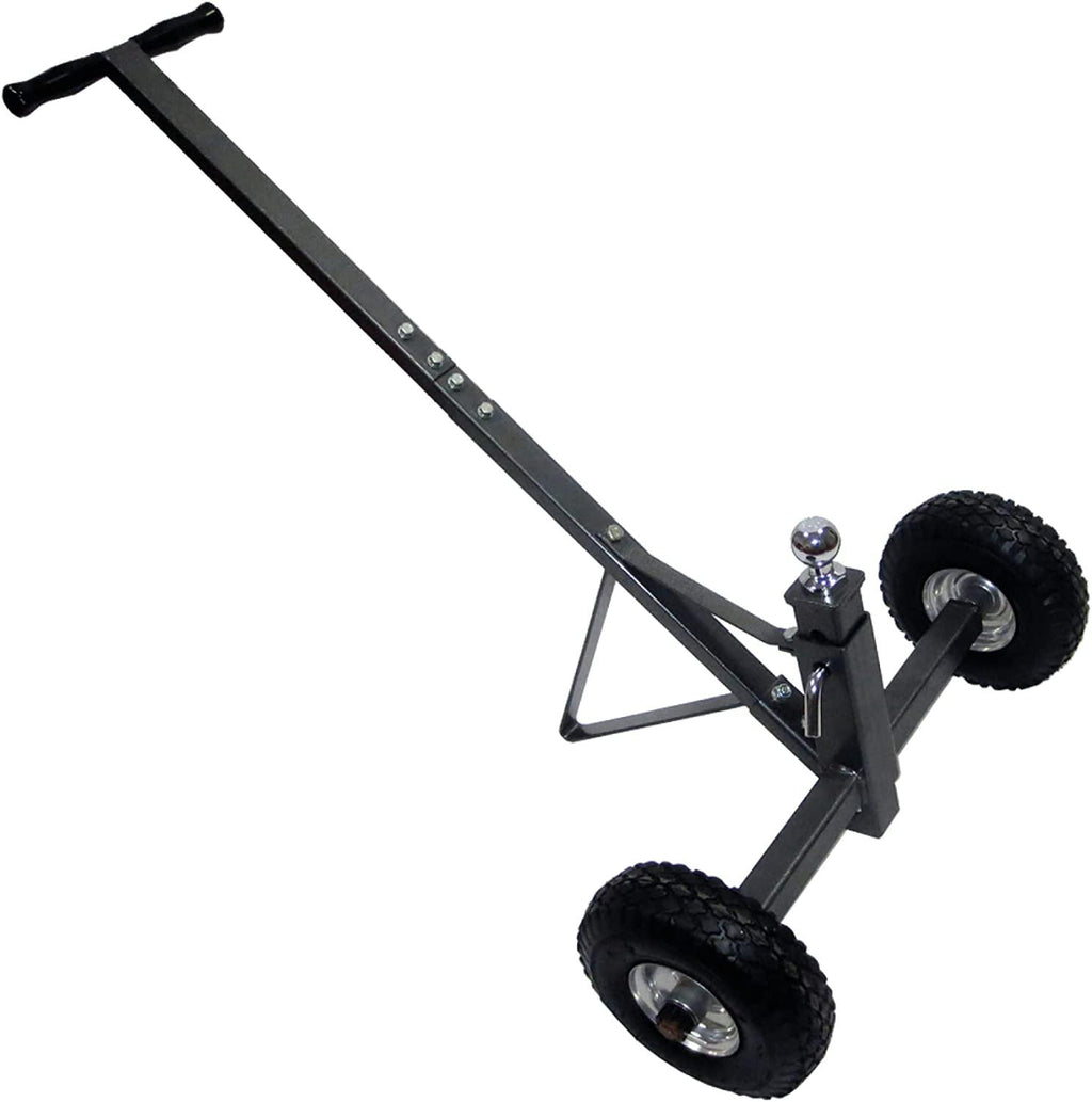 Tow Tuff TMD-600AFF Heavy Duty Solid Steel 600 Pound Capacity Trailer Dolly with Adjustable Hitch Ball Height and 10 Inch Flat  Tires,Black,600 lb Capacity/2 Wheels