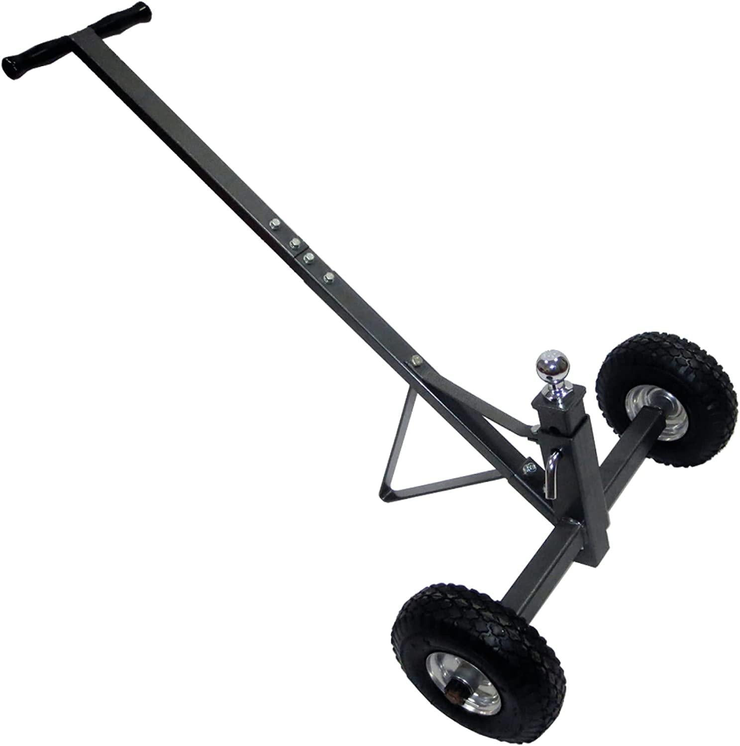 Tow Tuff TMD-600AFF Heavy Duty Solid Steel 600 Pound Capacity Trailer Dolly with Adjustable Hitch Ball Height and 10 Inch Flat  Tires,Black,600 lb Capacity/2 Wheels