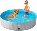 toozey dog pool, slip-resistant kiddie pool hard plastic, foldable pvc dog swimming pool, portable dog pools for large medium small dogs &amp; kids