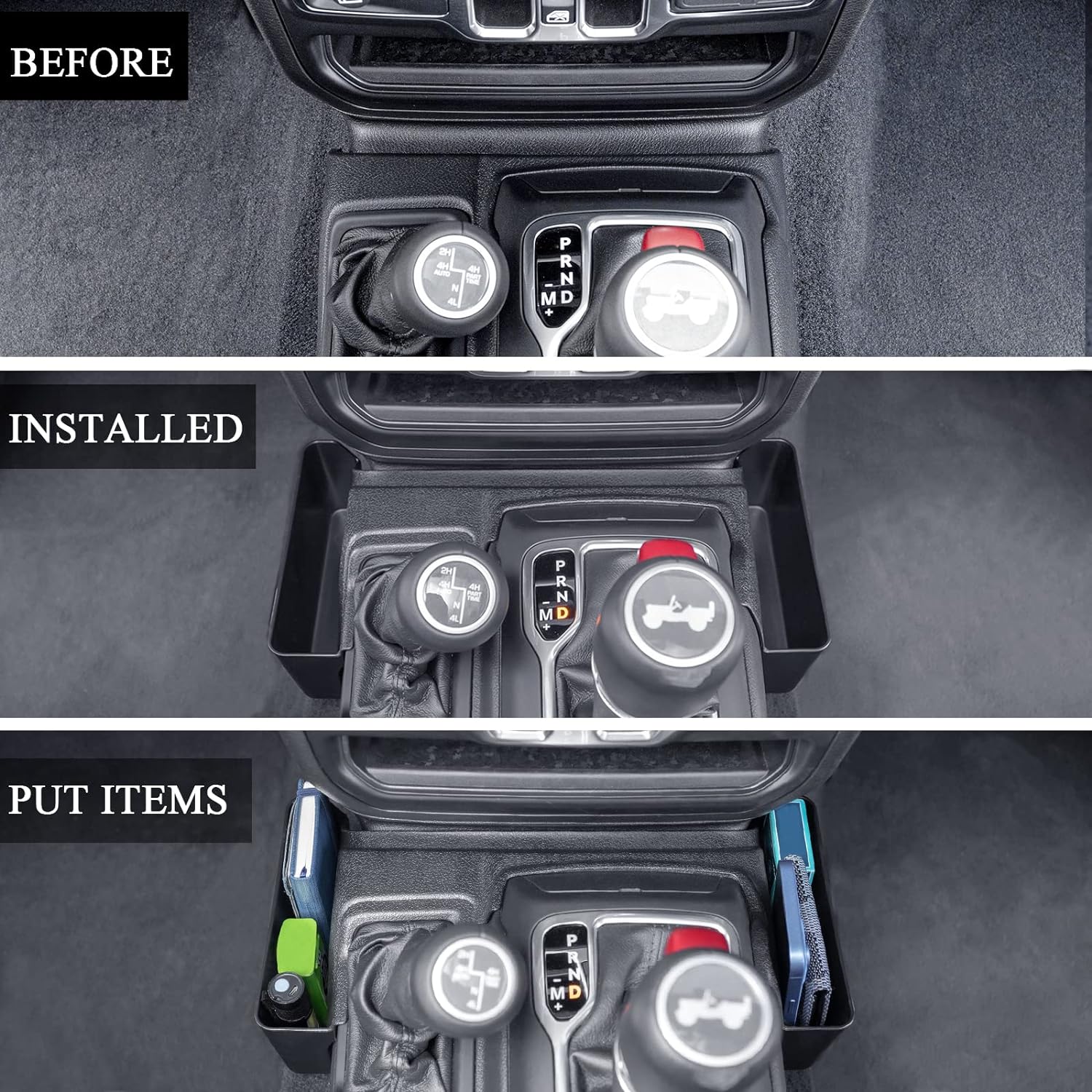 Center Console Gear Shift Organizer Tray Compatible with Jeep Wrangler JL/JLU 2023 2019-2023 2024 and Jeep Gladiator JT Truck 2023 2023 2023 2023 Storage Box Accessories (Not for JK/JKU)