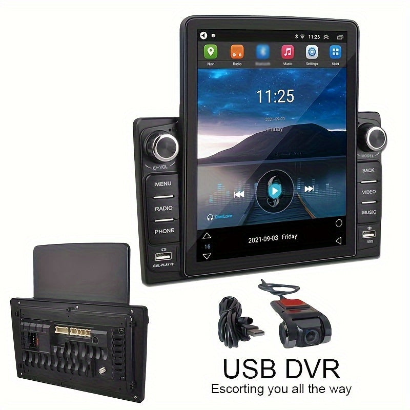 9.5'' Vertical TFT HD TouchScreen Double Din Car Radio Android 10.1 (2+32G) -in GPS/WIFI/BT DVR Multi-languaClock Display USB / SD / FM