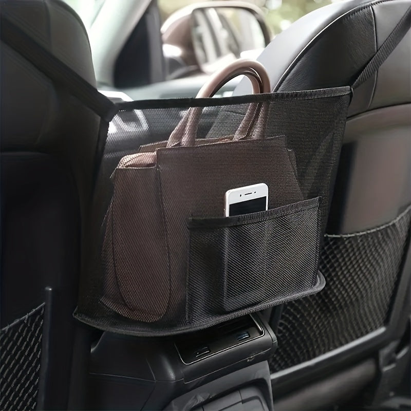 LarCapacity Car Seat Mesh Bag, Dog Bag Between Handbag Purse Clip Bag Organizer StoraPet Net Back Seat