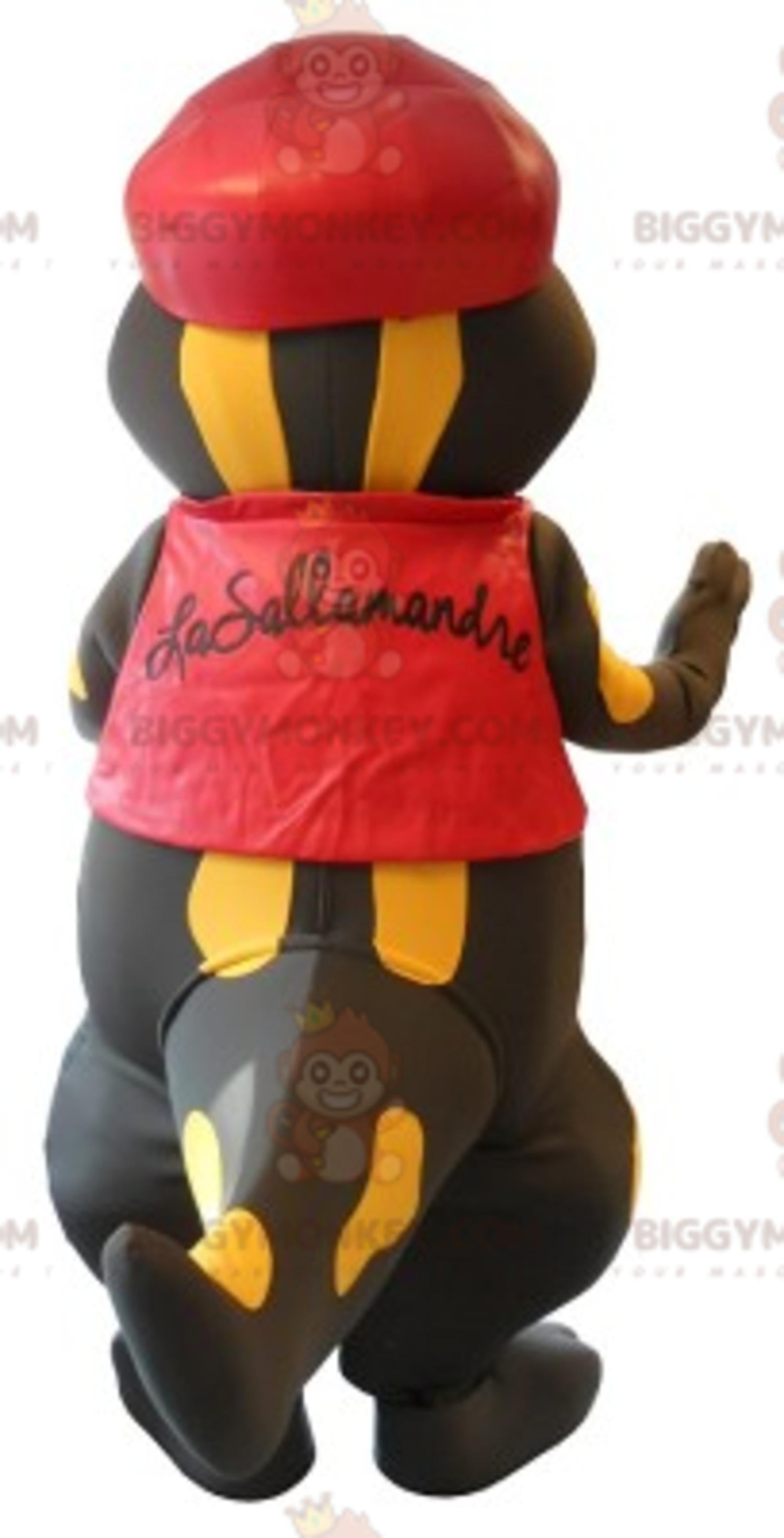 BIGGYMONKEYBlack and Yellow Giant Salamander Mascot Costume
