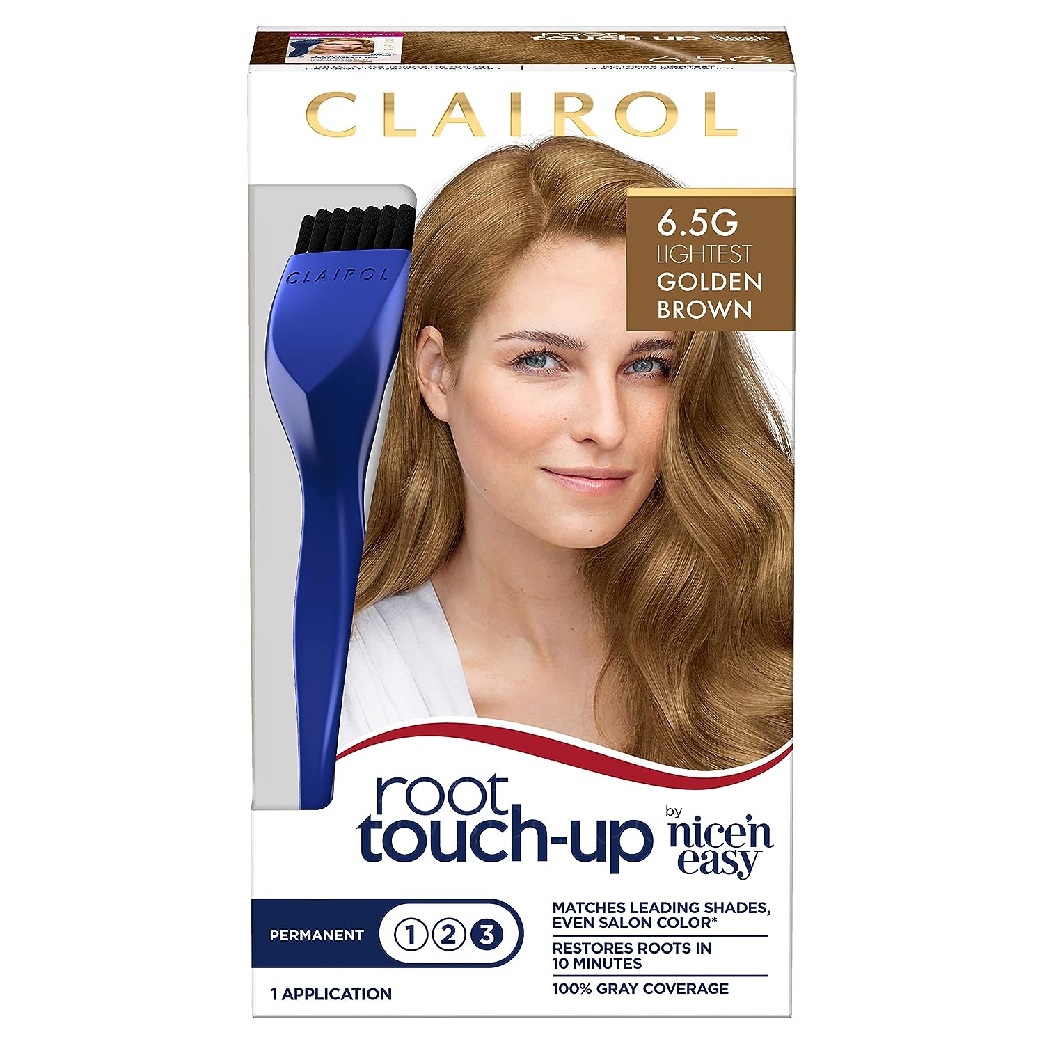 Clairol Root Touch-Up by Nice'n Easy Permanent Hair Dye, 6.5G Lightest Golden Brown Hair Color, Pack of 1