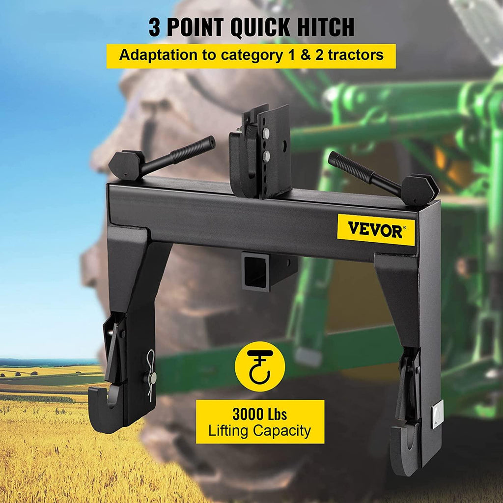 3080 LBS 3-Point Tractor  Hitch, Black