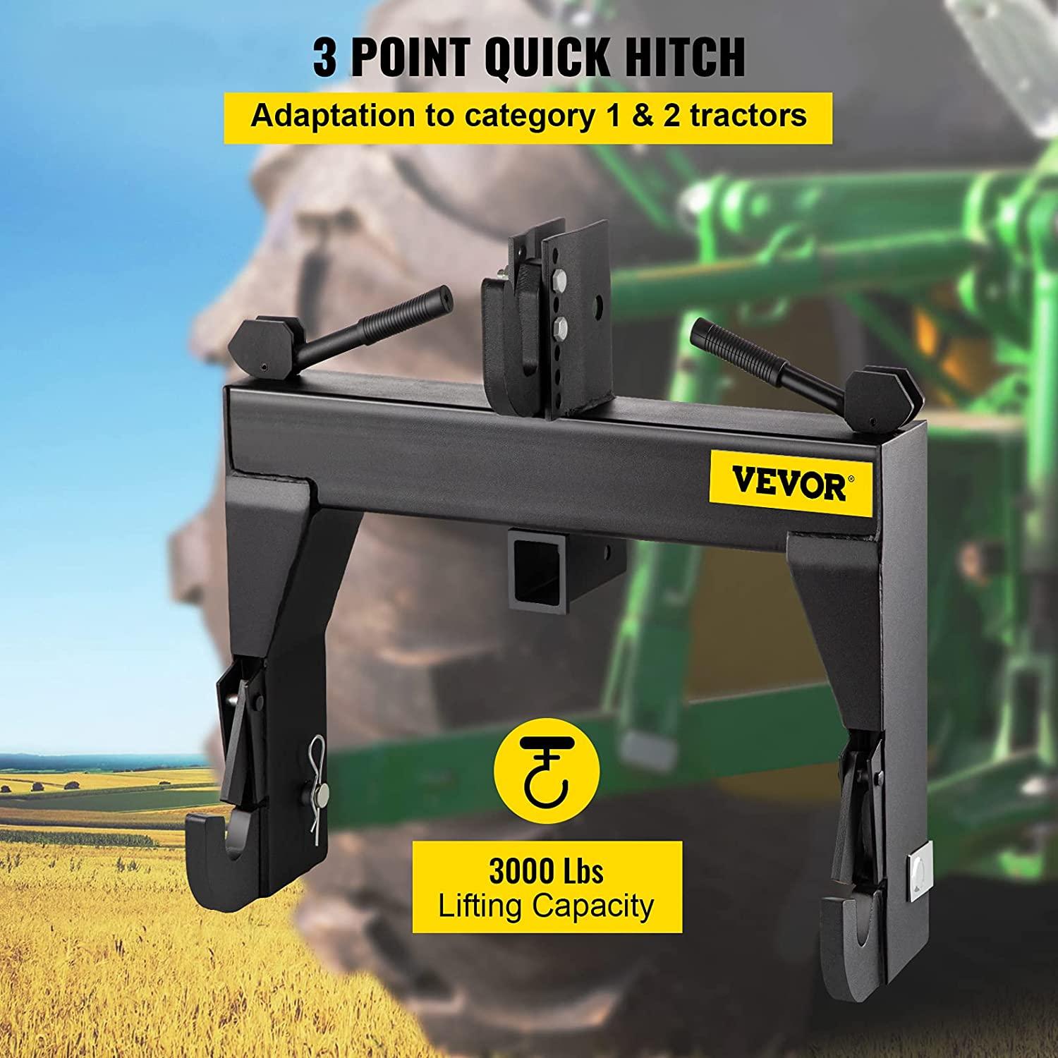3080 LBS 3-Point Tractor  Hitch, Black